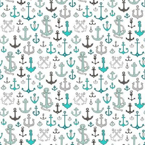  Anchors in Mint Green Smaller Tiny 1 inch