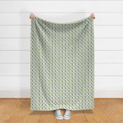 Aztec mint blue lime green yellow black and white geometric diamond fabric SMALL