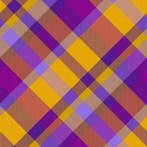 Purple and Gold Madras 45 degree angled