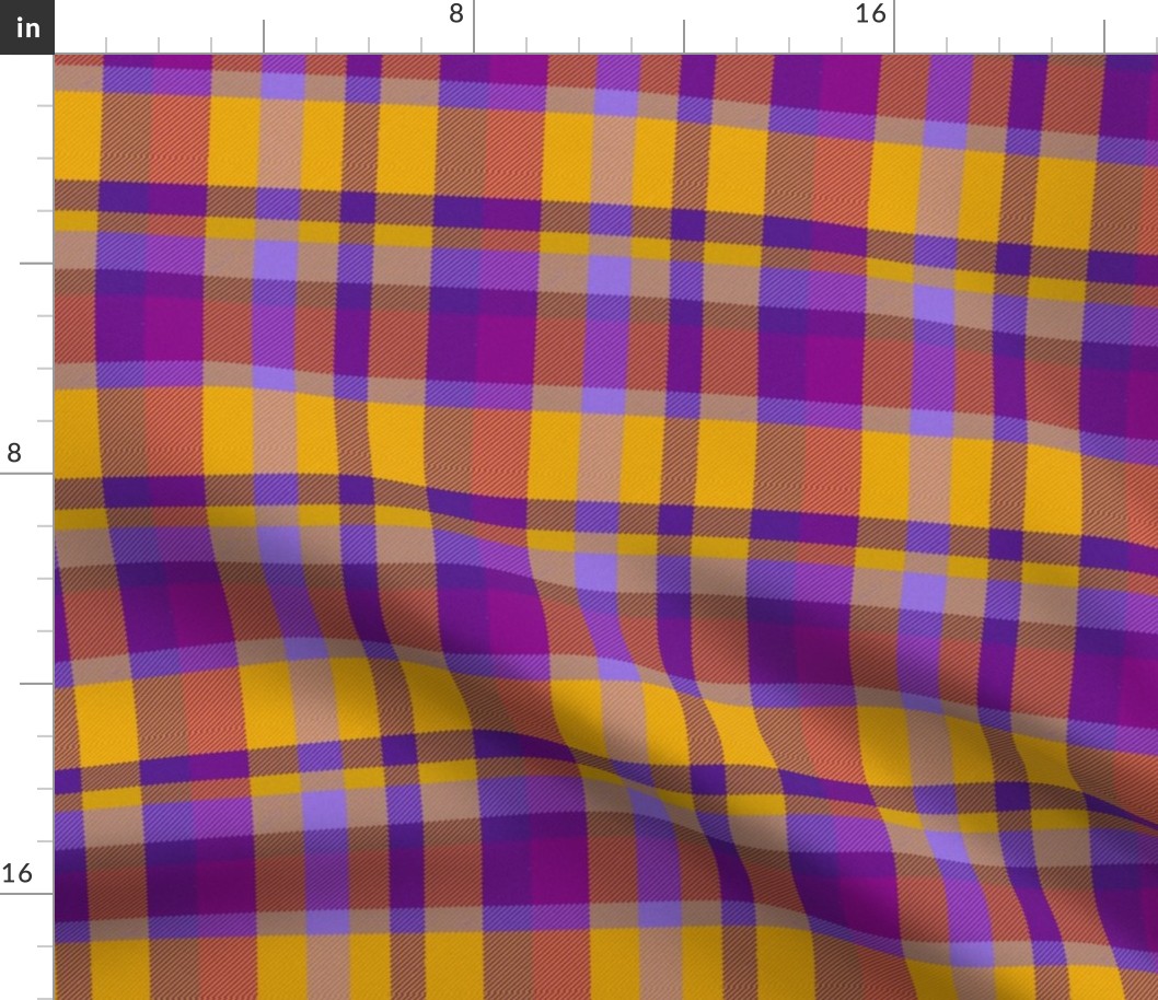 Purple and Gold Madras Straight Set Fabric | Spoonflower