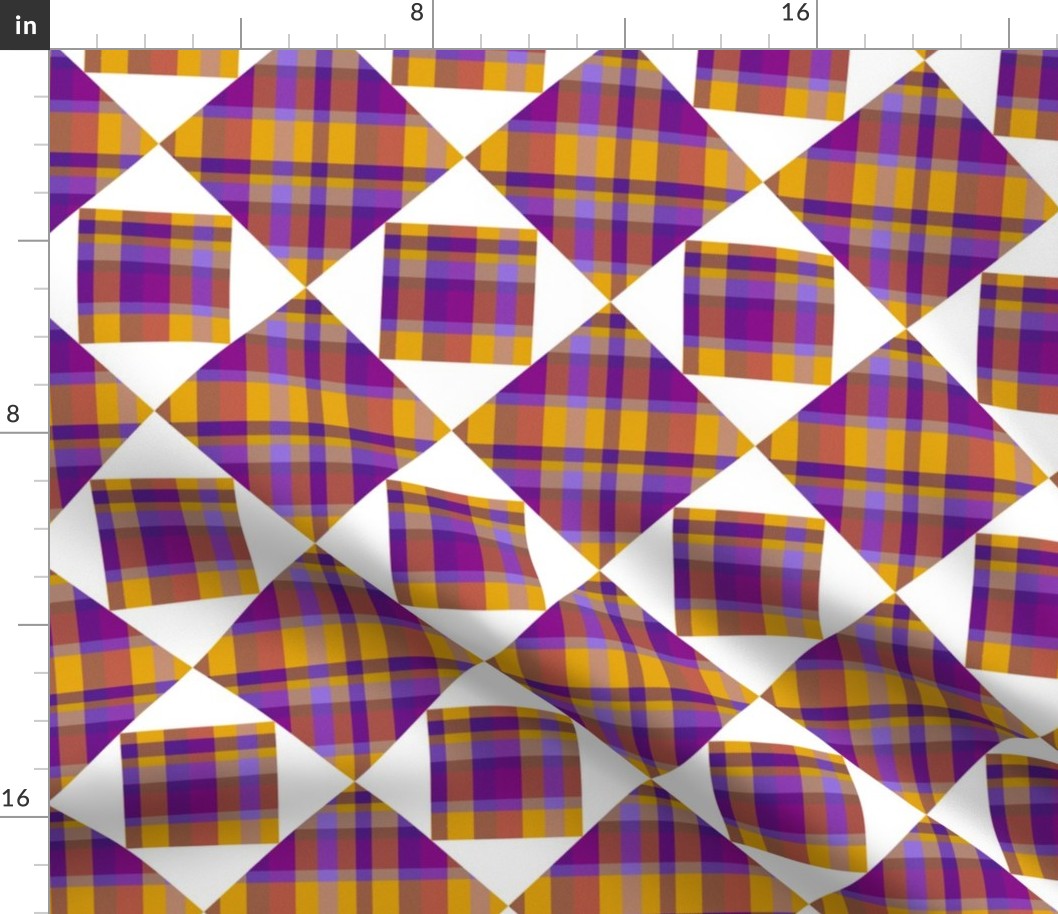 Purple and Gold Madras with White