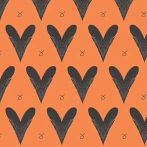 Hearts from Feathers Orange Upholstery Fabric