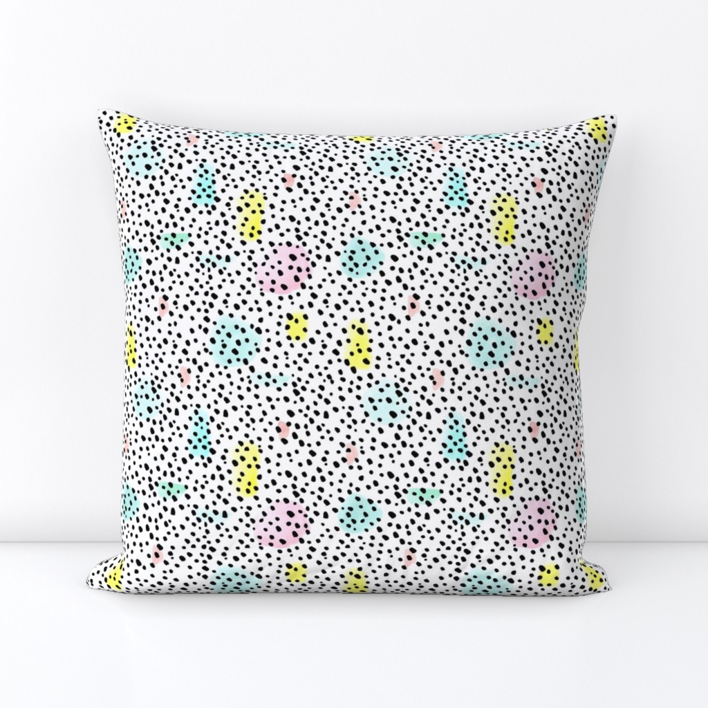 Black Dots with Abstract Watercolor Pastels - Scandinavian Abstract