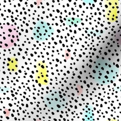 Black Dots with Abstract Watercolor Pastels - Scandinavian Abstract