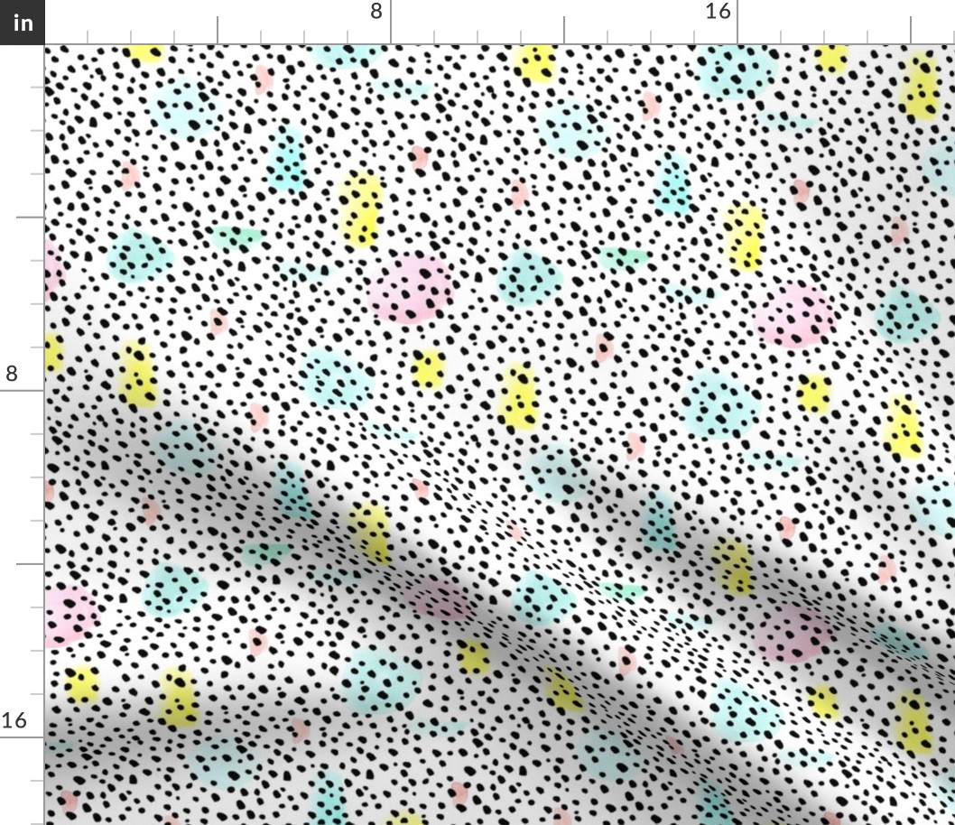 Black Dots with Abstract Watercolor Pastels - Scandinavian Abstract