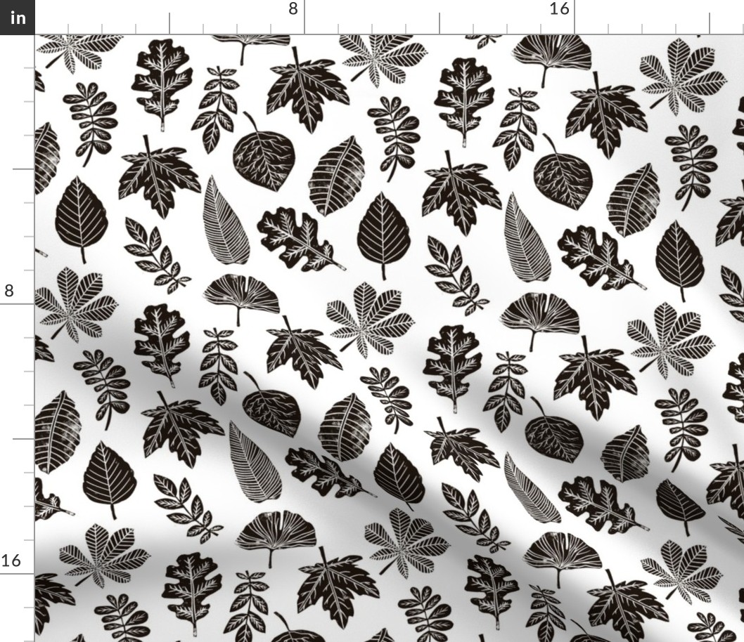 Leaves botanical nature walk autumn fall spring summer pattern black and white