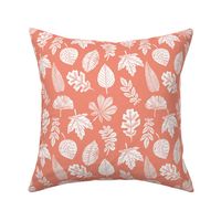 Leaves botanical nature walk autumn fall spring summer pattern coral