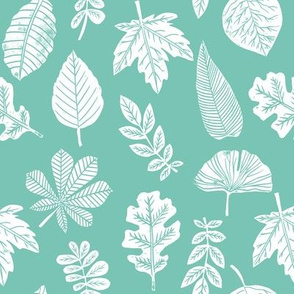 Leaves botanical nature walk autumn fall spring summer pattern seafoam