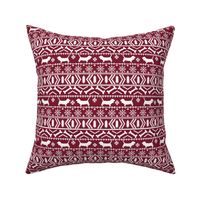 Basset Hound fair isle christmas dog breed fabric pattern maroon