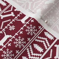 Basset Hound fair isle christmas dog breed fabric pattern maroon