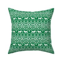 Basset Hound fair isle christmas dog breed fabric pattern bright green