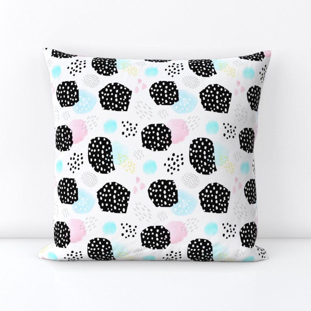 Memphis Style Abstract with Black Dots