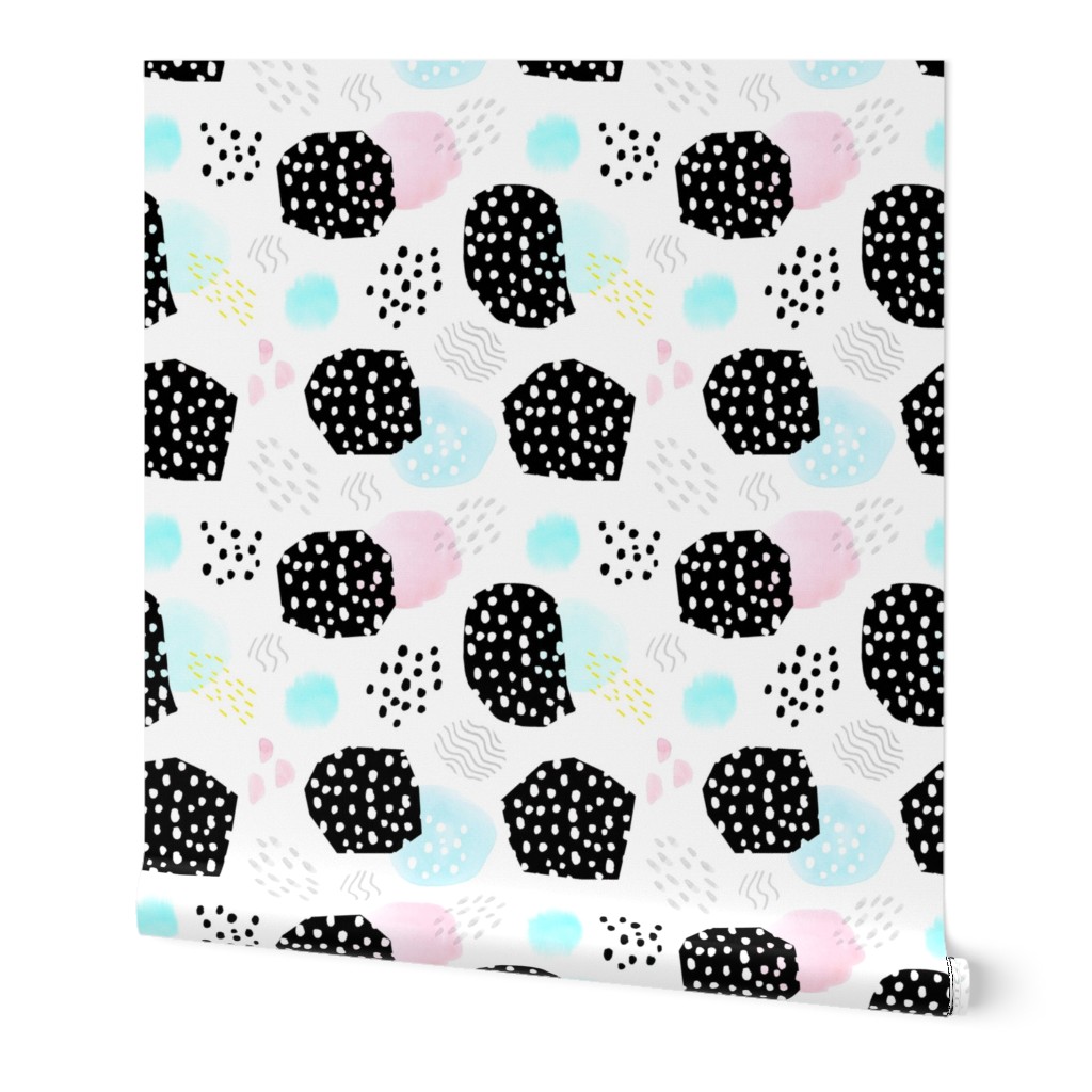 Memphis Style Abstract with Black Dots