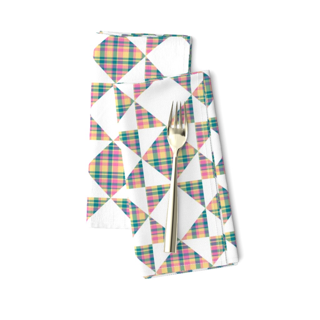 Madras Plaid Candy Colored Counterchange Squares and Triangles