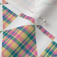 Madras Plaid Candy Colored Counterchange Squares and Triangles