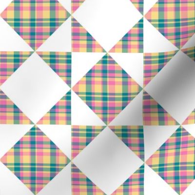 Madras Plaid Candy Colored Counterchange Squares and Triangles