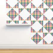 Madras Plaid Candy Colored Counterchange Squares and Triangles