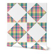 Madras Plaid Candy Colored Counterchange Squares and Triangles