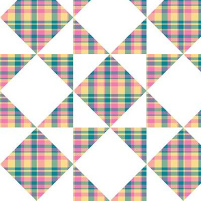 Madras Plaid Candy Colored Counterchange Squares and Triangles