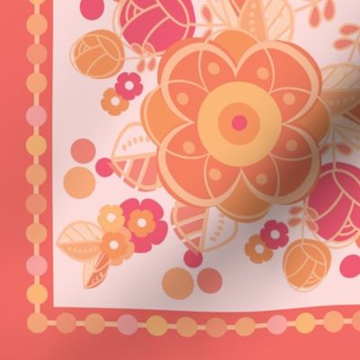 Fantasy Floral Tile-Electric Tangerine Palette