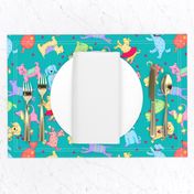 Whimsy Party Pups Turquoise Teal Green