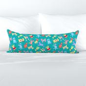 Whimsy Party Pups Turquoise Teal Green