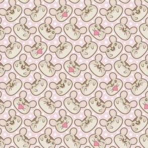 Happy Ditsy Mice on Pink