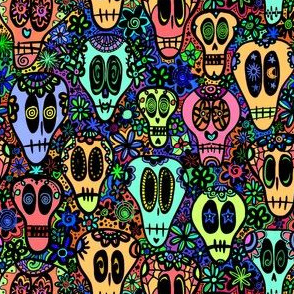 Sugar Skulls - Saturated Small Scale  Color