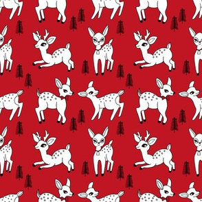 Reindeer christmas deer pattern red white