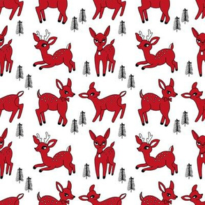 Reindeer christmas deer pattern red