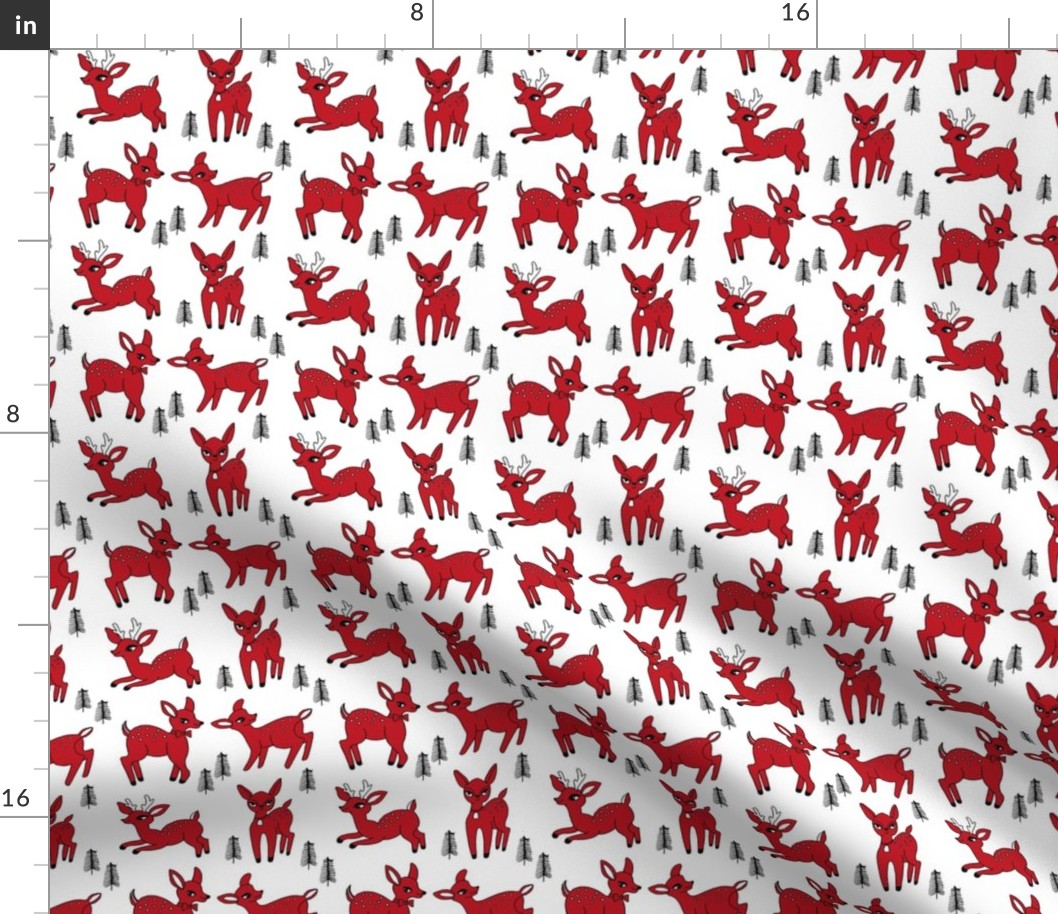 Reindeer christmas deer pattern red