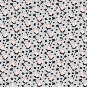 Abstract Floral Art Deco || Home Decor Flower Pink Gray Grey Black White Geometric dots  _ Miss Chiff Designs