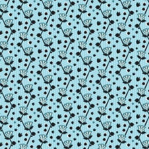 Abstract Floral Art Deco || Geometric flower Turquoise blue black teal white 