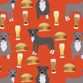 pitbulls and burgers food print burgers and beer - orange/red