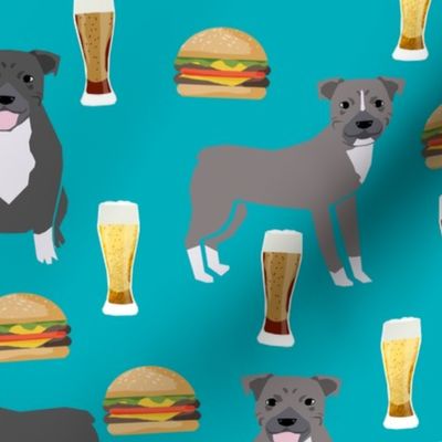 pitbulls and burgers food print burgers and beer - turquoise