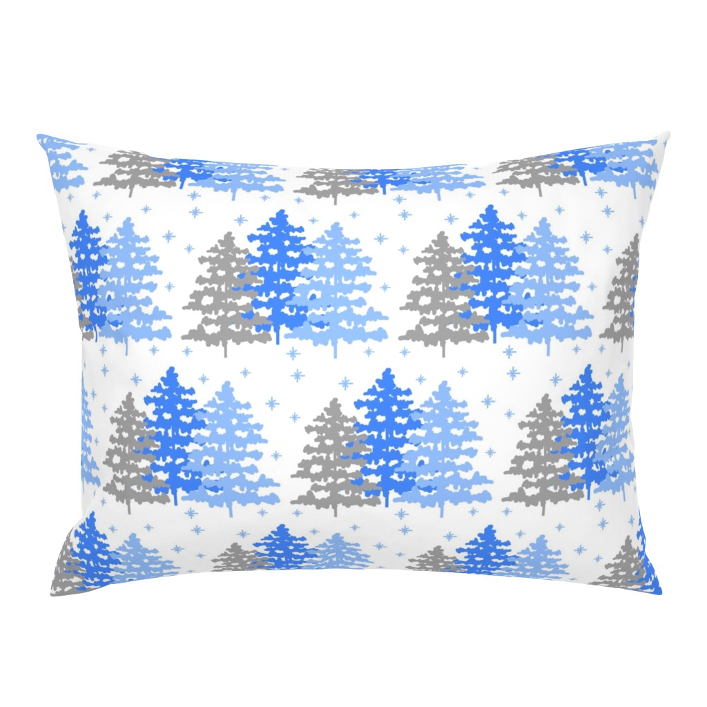 Winter Rustic Woodland Christmas Snow Blue Gray