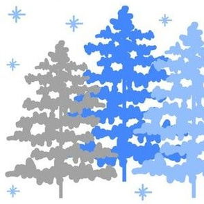 Winter Rustic Woodland Christmas Snow Blue Gray