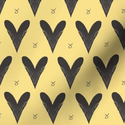 Hearts from Feathers Yellow Upholstery Fabric