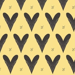 Hearts from Feathers Yellow Upholstery Fabric