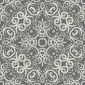 Grey Owl Scroll Tile-Neutral Greys Palette
