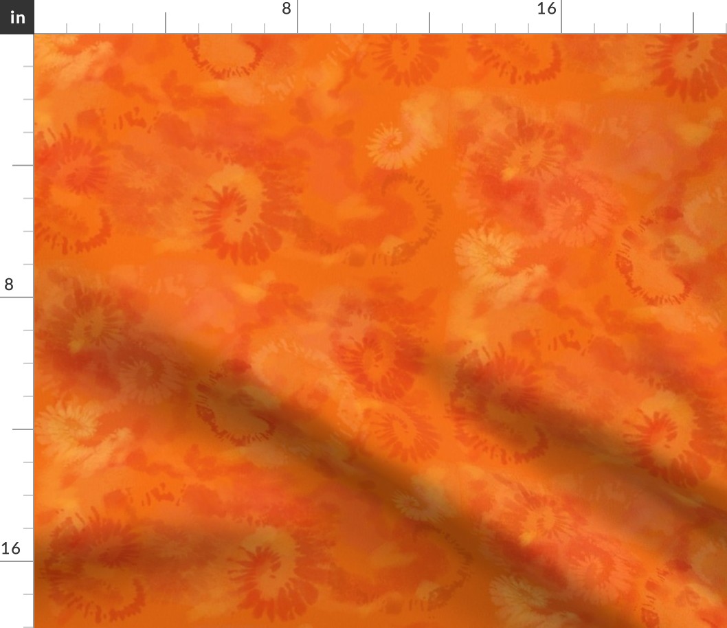 12x12-Inch Half-Drop Repeat of Orange Painterly Tie Dye