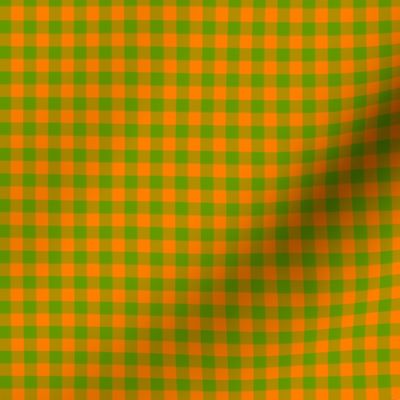 zucchini green and squash orange gingham, 1/4" squares 