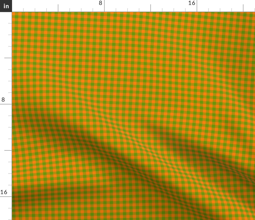 zucchini green and squash orange gingham, 1/4" squares 