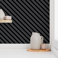 Diagonal Double Stripes in Black and Grey 
