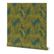 faux gold glitter palm leaves - jungle green, mini