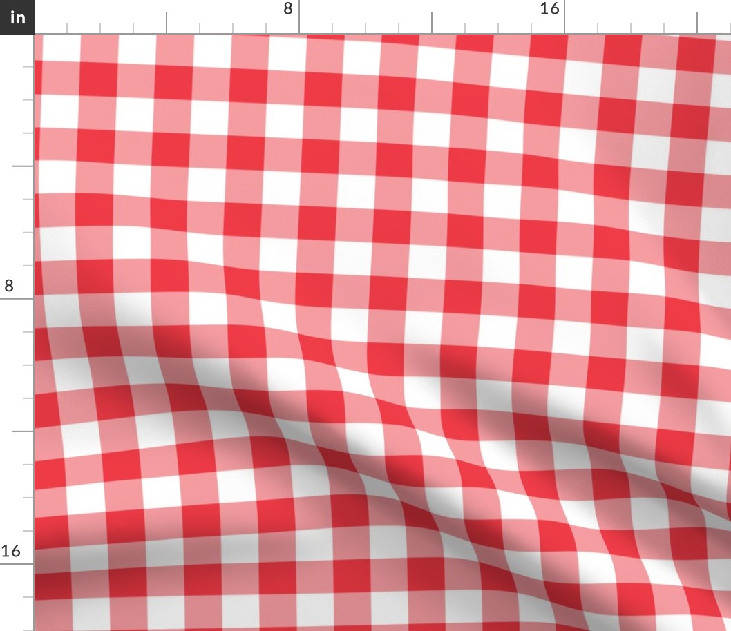 1" strawberry red and white gingham check