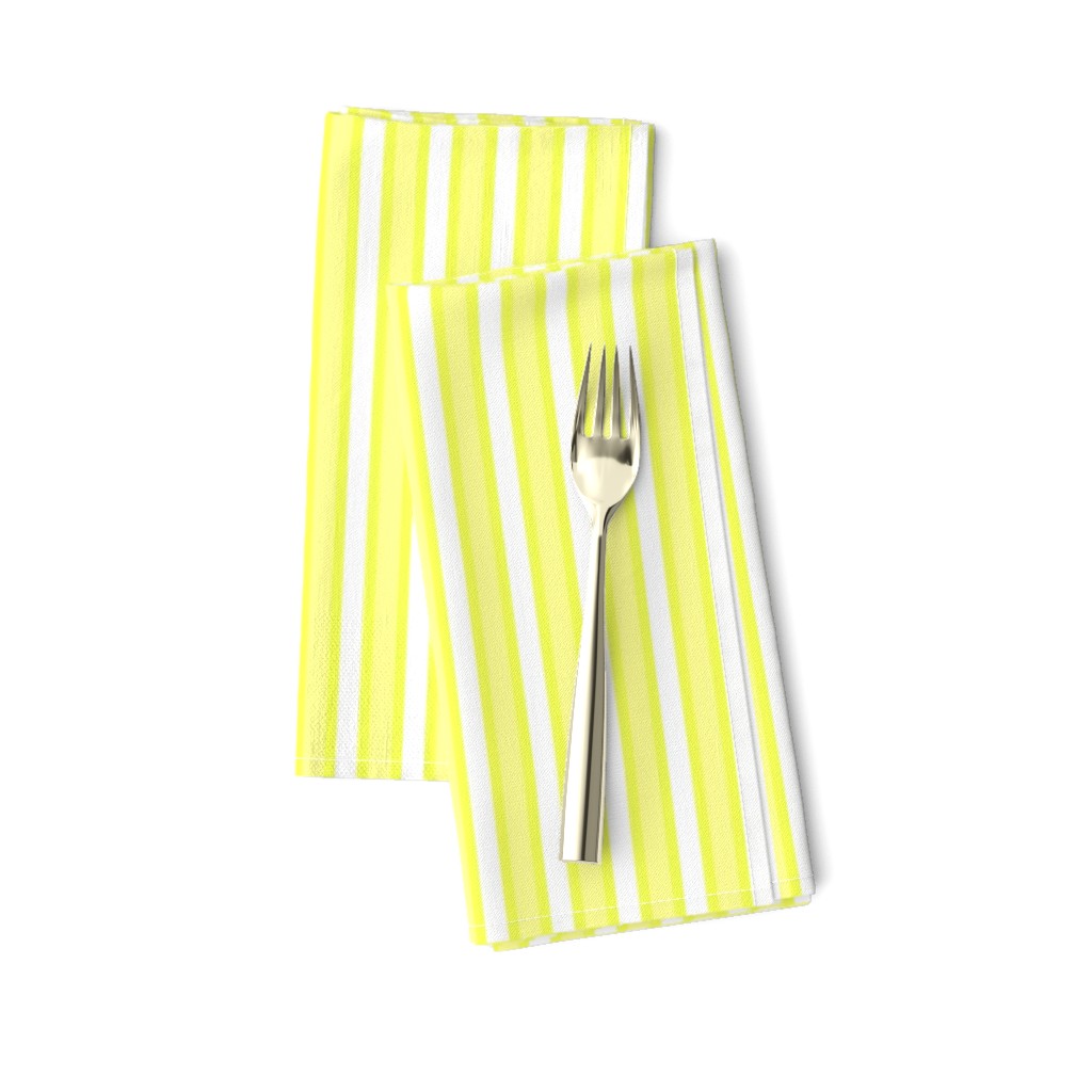 Cosy Kitchen Vertical Stripes - Narrow Lemon Frosting Ribbons with Snowy White and Sunbeam Yellow