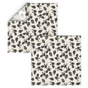 Oak leaves nature botanical fall autumn fabric pattern cream black