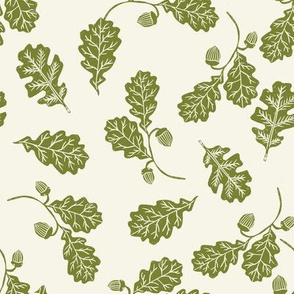 Oak leaves nature botanical fall autumn fabric pattern green