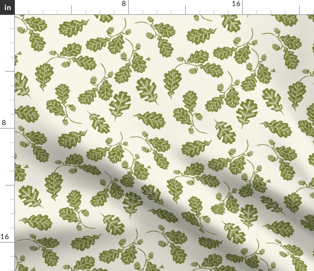 Oak leaves nature botanical fall autumn fabric pattern green